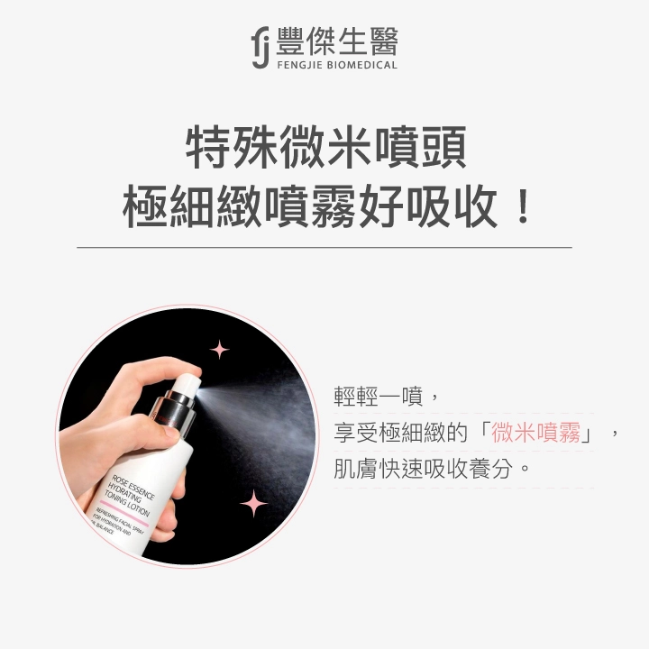 特殊微米噴頭設計,極細緻噴霧好吸收,輕輕一噴即可快速補水保濕。