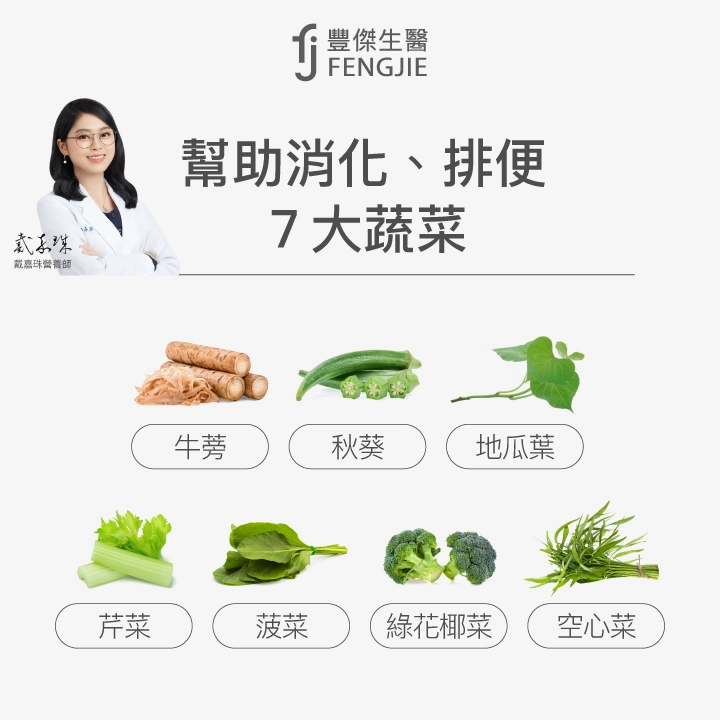 幫助消化、排便7大蔬菜：牛蒡、秋葵、地瓜葉、芹菜、菠菜、綠花椰菜、空心菜