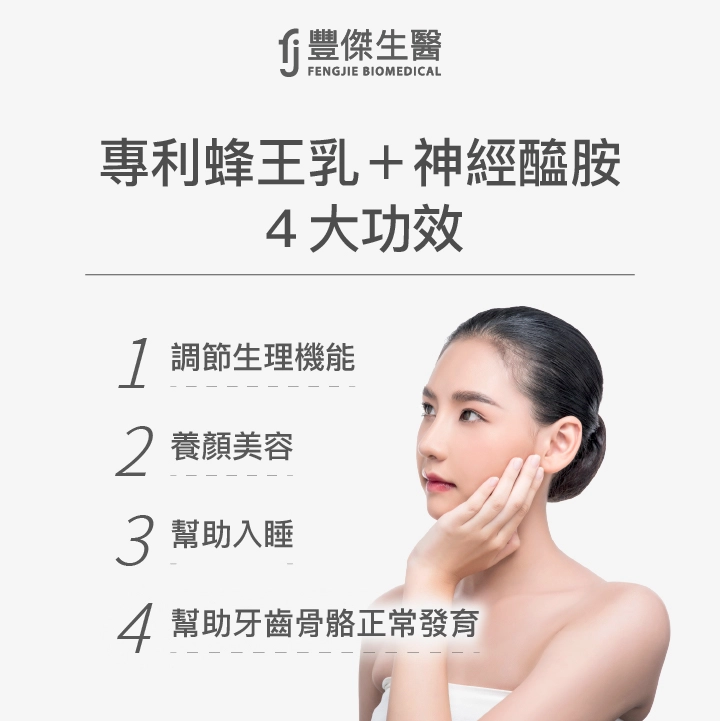 神經醯胺+蜂王乳4大功效：調節生理機能、養顏美容、幫助入睡、幫助牙齒骨骼正常發育