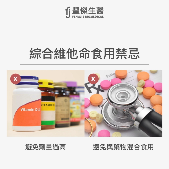 綜合維他命食用禁忌：避免維生素服用劑量過高、避免保健品與藥物混合食用