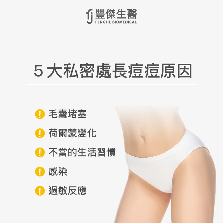 5大私密處長痘痘原因：毛囊堵塞、荷爾蒙變化、不當的生活習慣、感染、過敏反應