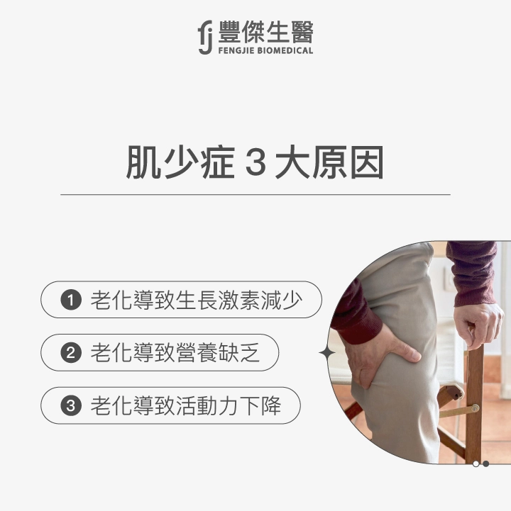 肌少症3大原因:老化導致生長激素減少、老化導致營養缺乏、老化導致活動力下降