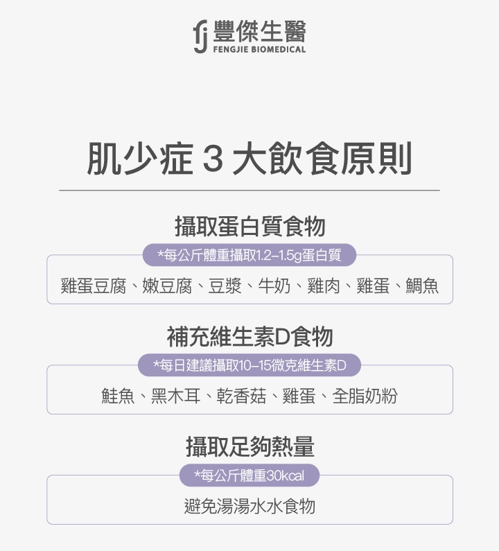 肌少症3大飲食原則:攝取蛋白質食物、補充維生素D食物、攝取足夠熱量