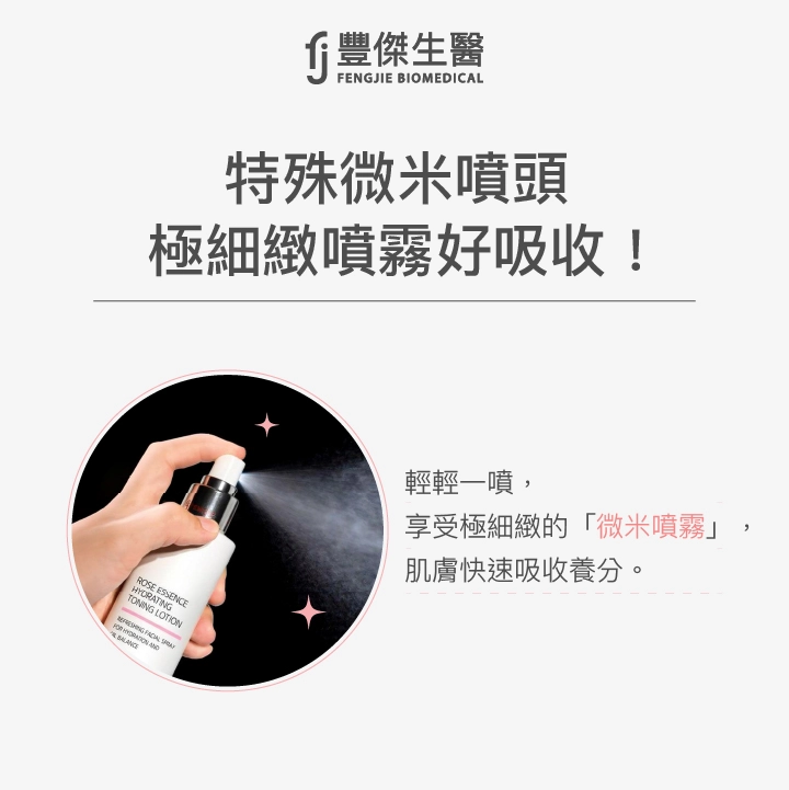 特殊微米噴頭設計，極細緻噴霧好吸收，輕輕一噴即可快速補水保濕。