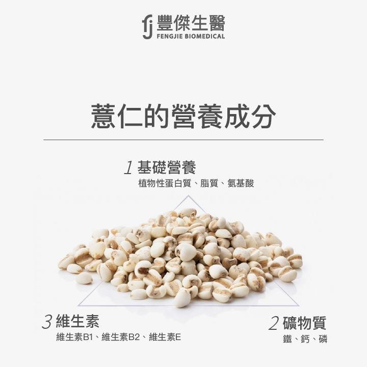薏仁的營養成分包含基礎營養、維生素和礦物質