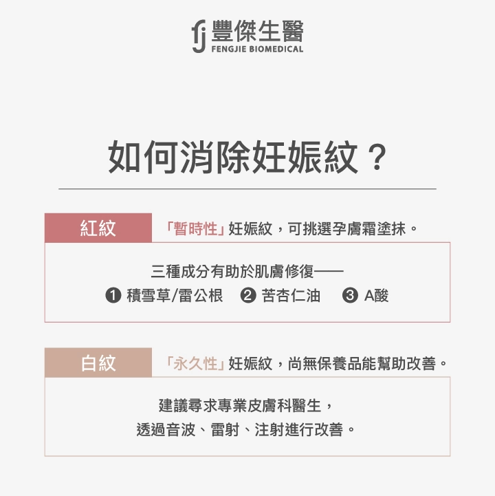 妊娠紋紅紋、妊娠紋白紋的消除方法