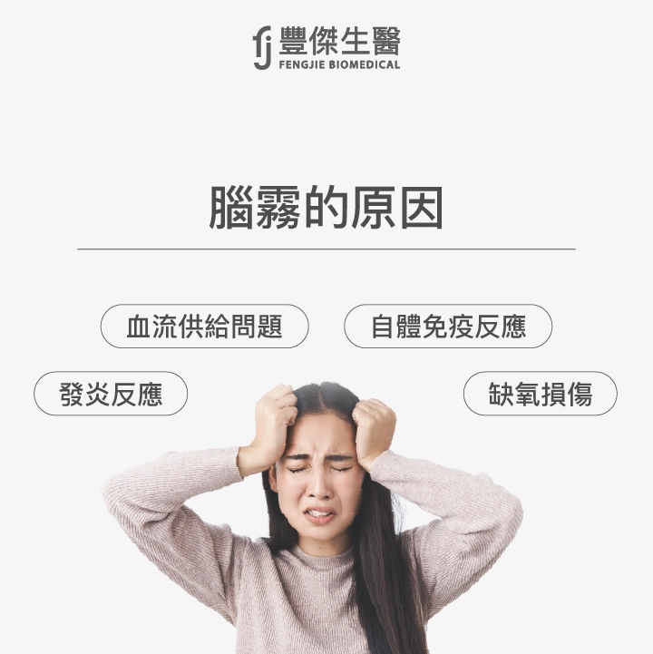目前醫學上認為發生腦霧的原因是發炎反應、血流供給問題、自體免疫反應及缺氧損傷造成。